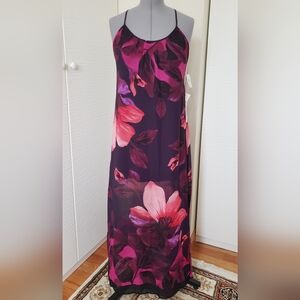 Mimi Chica Floral Maxi Dress in Magenta and Purple Sz.L NWT